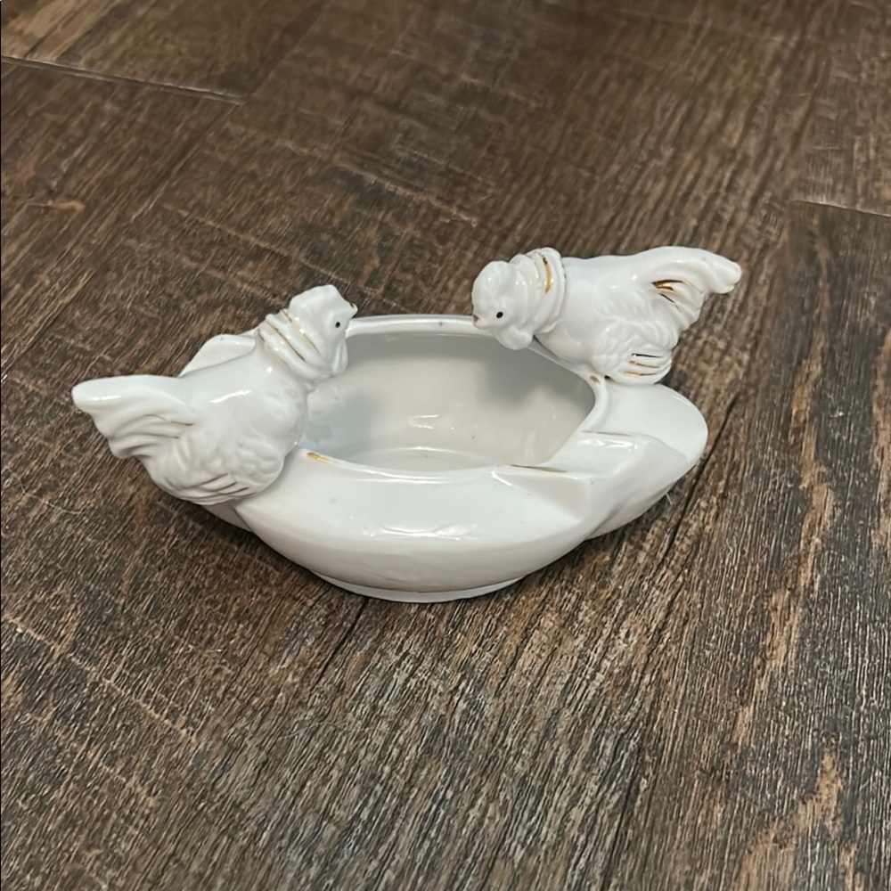 Ceramic ROOSTER Ashtray with‎ Gold Trim Vintage Made in Japan